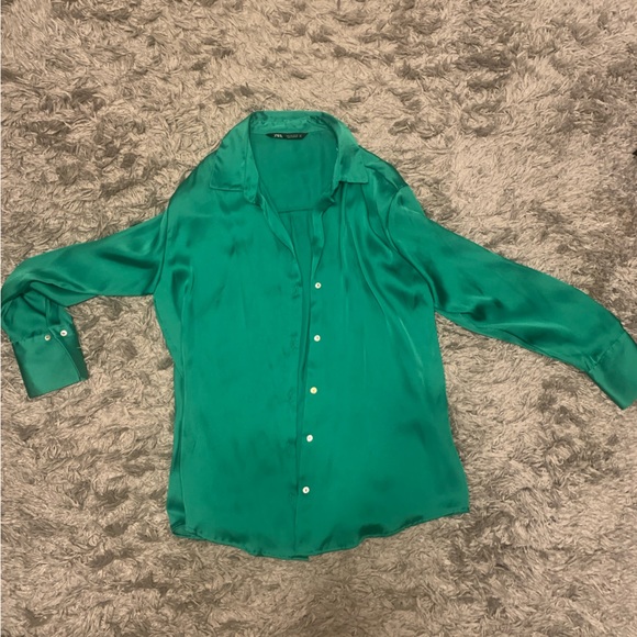 Zara Tops Zara Flowy Satin Effect Shirt Poshmark